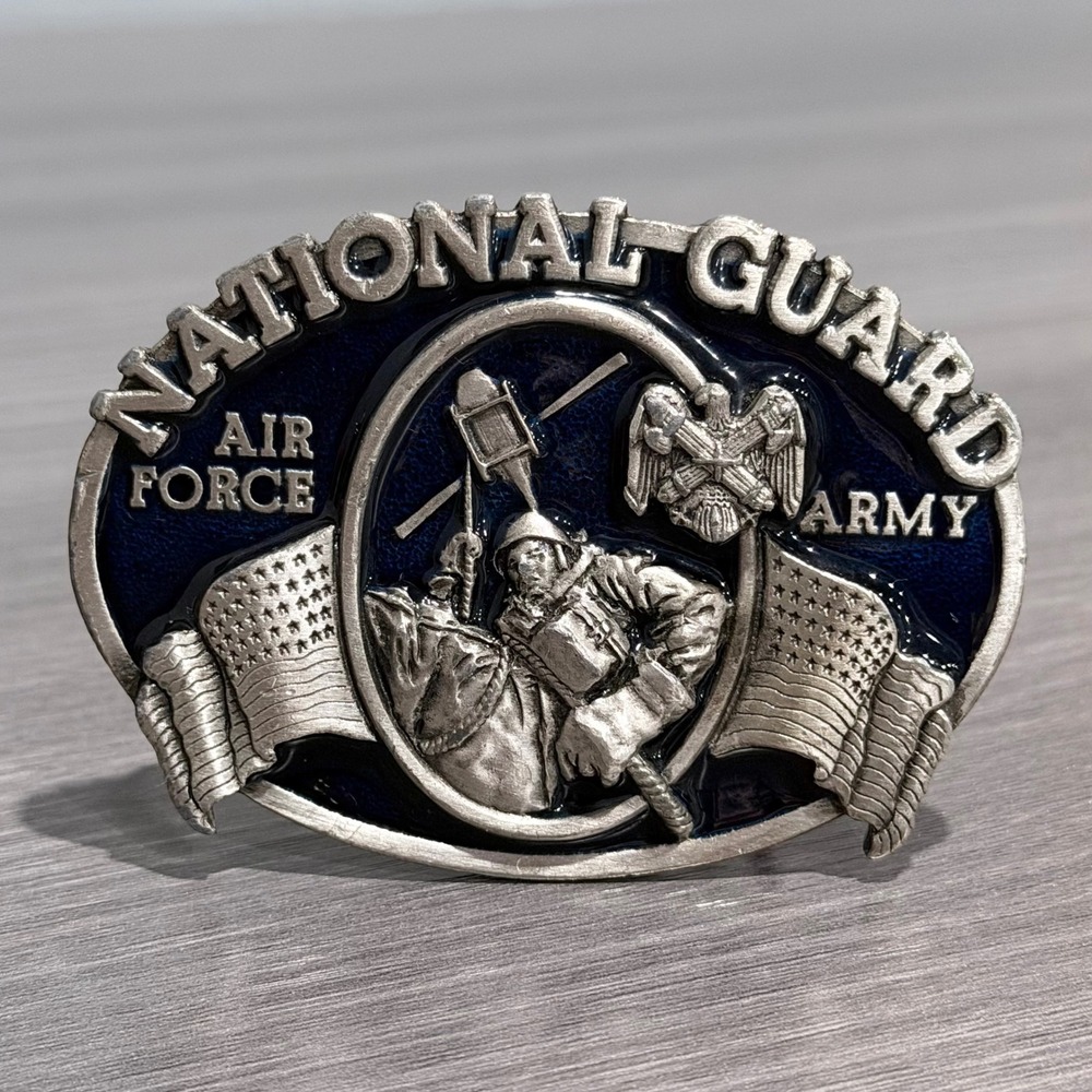 Vtg Bergamot Brass Works National Guard Air Force Army Belt Buckle N-132 1982
